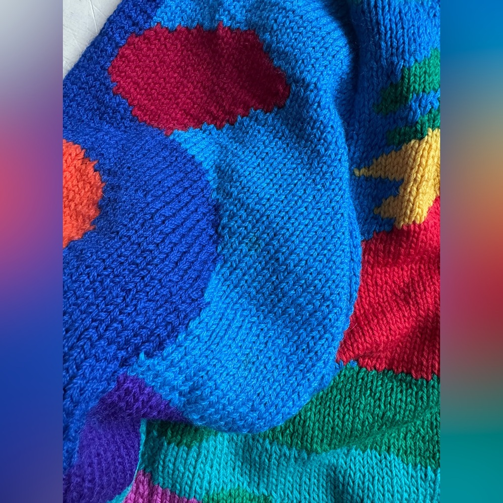 McWooligans Vintage 100% Wool Hand Knit Cardigan Sweater - Picture 7 of 14